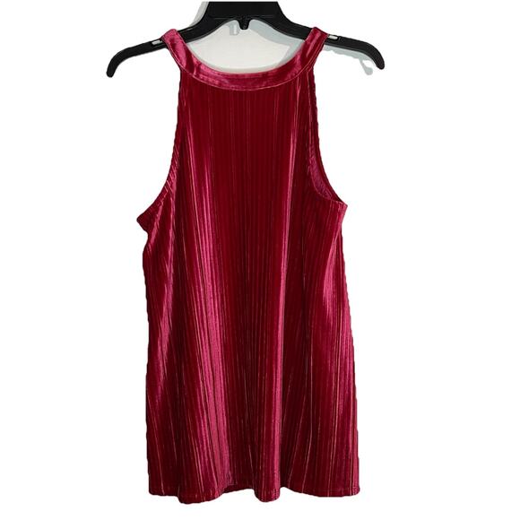Torrid Red Velvet Tank Pleated High Neck Goddess Blouse (Torrid Size 00) Medium - Picture 3 of 7